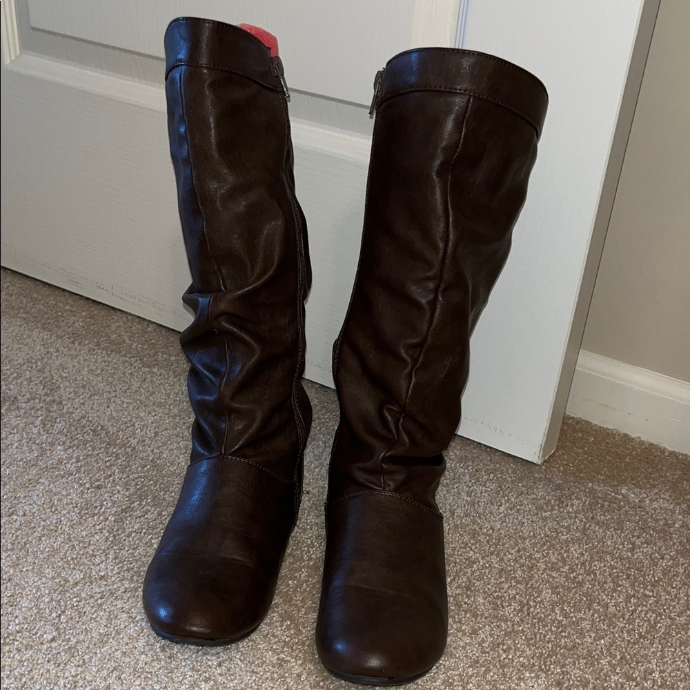 Bongo Brown Leather Knee-High Boots